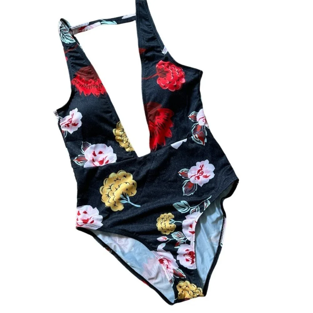 High Cut Floral one Piece Swim Suit by Zaful Size M